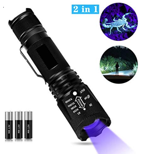 LED UV Flashlight Ultraviolet Torch With Zoom Function