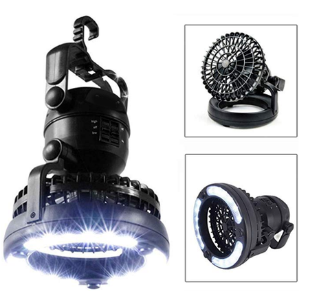 Portable 2 In 1  LED Camping Lantern With  18 LED Flashlight Ceiling Fan